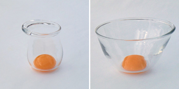 ガラスのたまご　バーンブルックのたまご　生卵　グラス